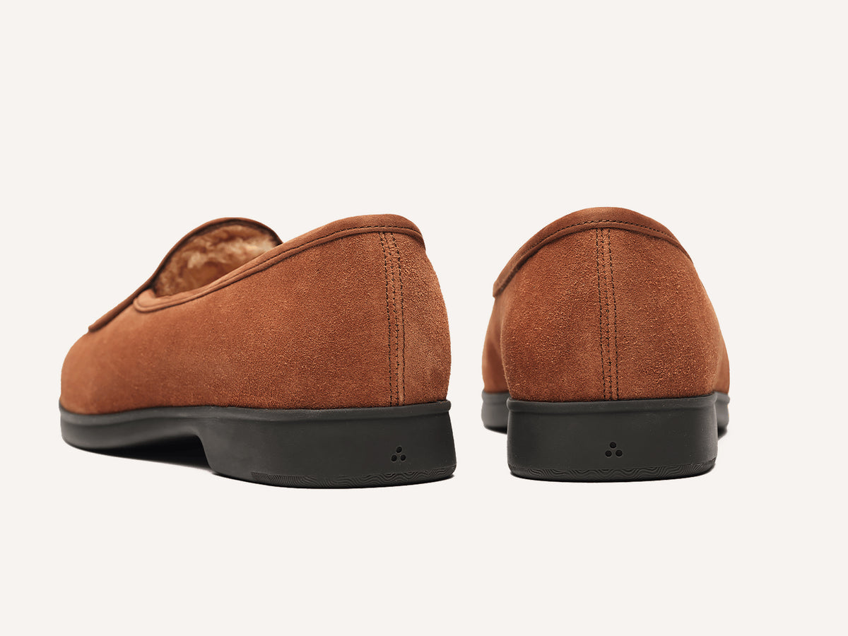 Stride Loafers in Moyen Brown Suede with Shearling Lining