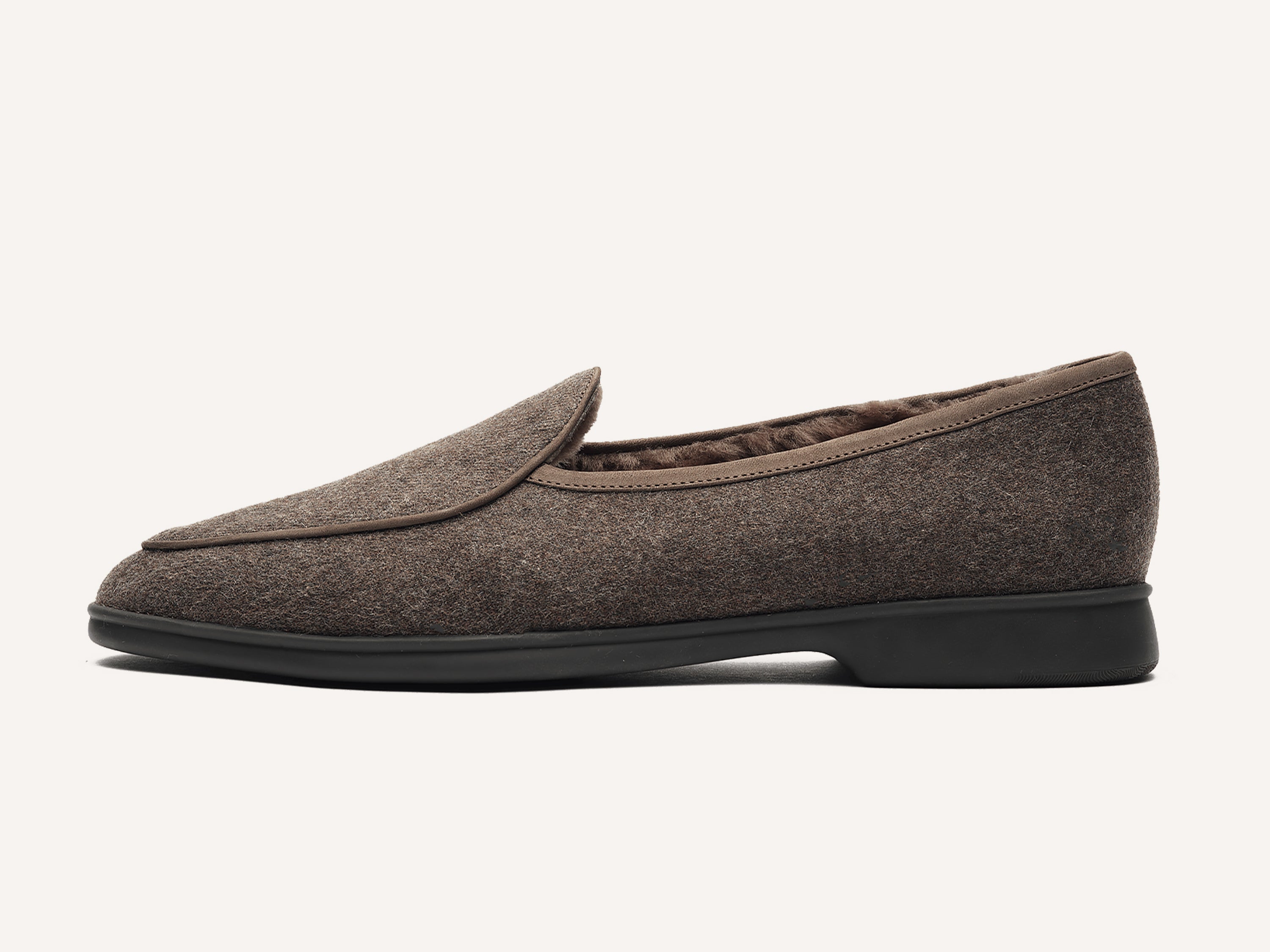 Stride Loafers in Grisaille Flannel with Shearling Lining