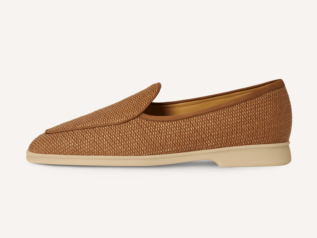 Stride Loafers in Honey Raffia with Natural Sole