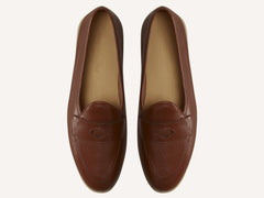 Stride Penny Loafers in Tan Moorland Calf with Natural Sole