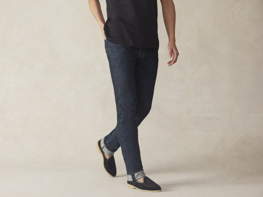 Stride Loafers in Black Glove Suede Natural Sole