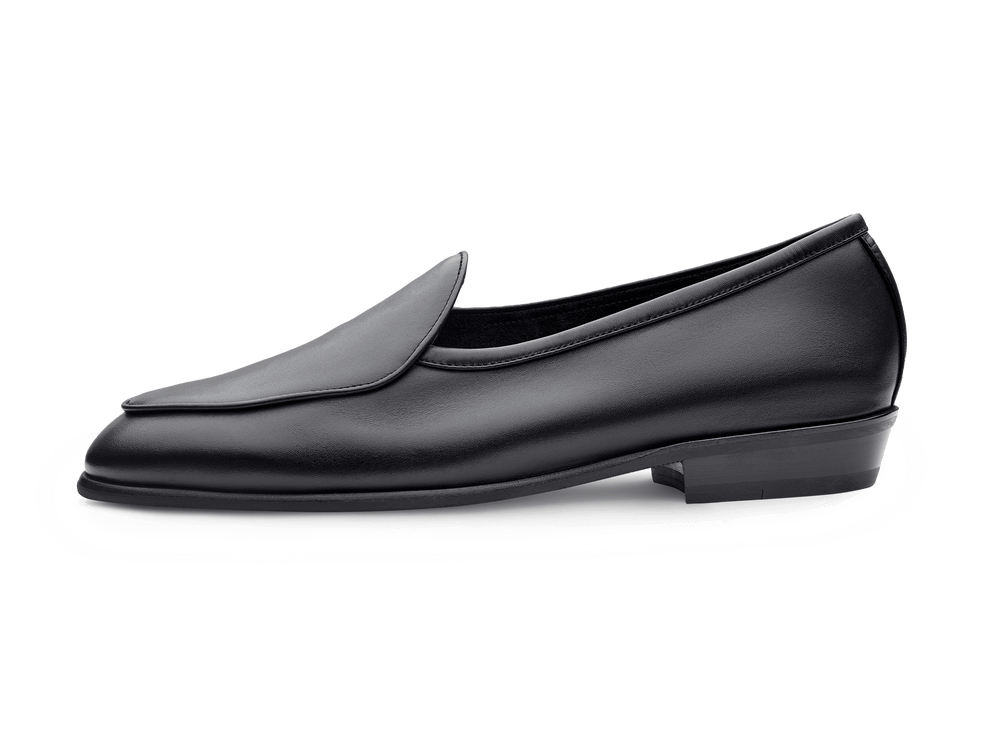 Sagan Rubber Loafers in Black Drape Calf