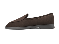 Stride Loafers in Dark Brown Glove Suede with Shearling Lining Dark Sole