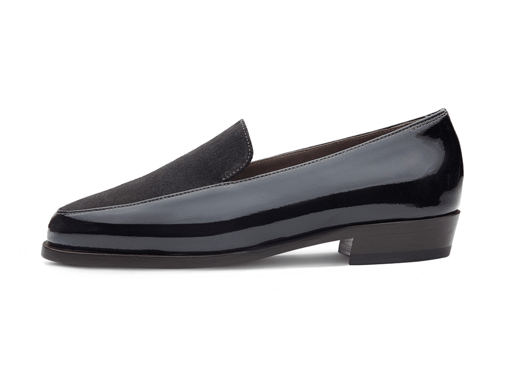 Ada Loafers in Peppercorn Patent and Glove Suede