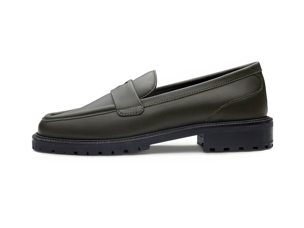 Charlotte Penny Loafers in Deep Green Calf
