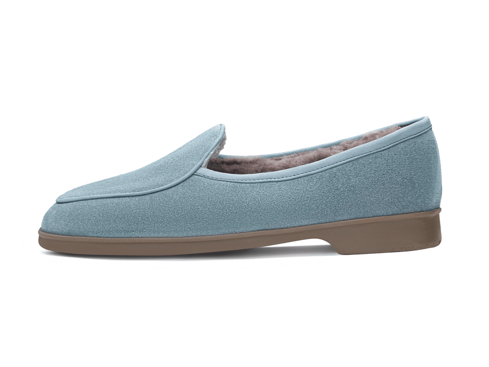 Stride Loafers in Thunder Blue Glove Suede with Shearling Lining