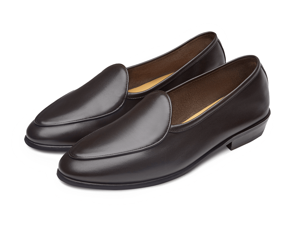 Sagan Rubber Loafers in Dark Brown Drape Calf