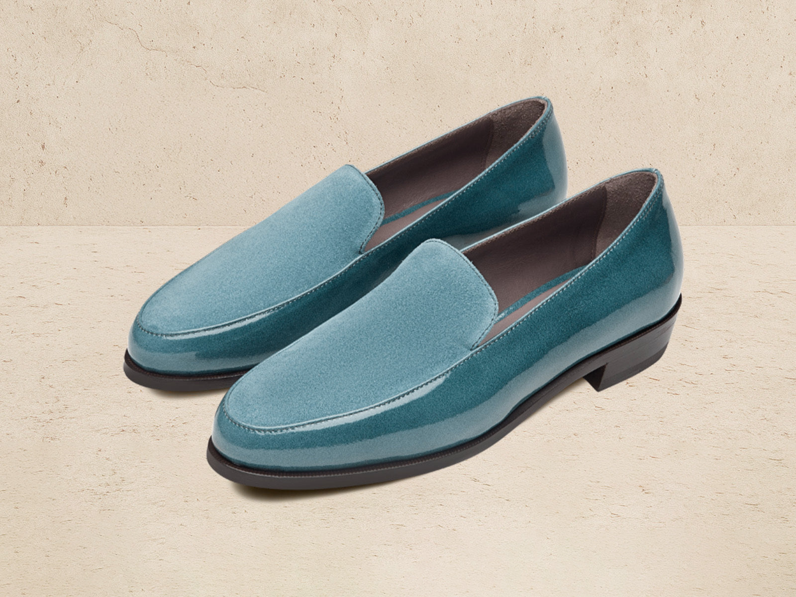 Ada Loafers in Frozen Lake Patent and Glove Suede