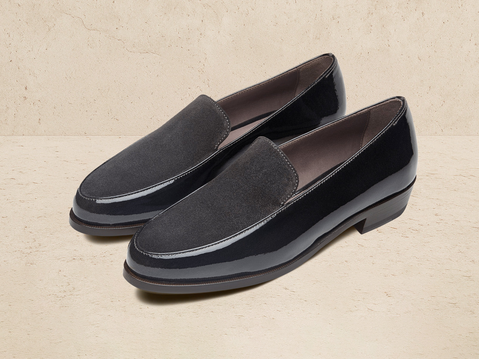 Ada Loafers in Peppercorn Patent and Glove Suede
