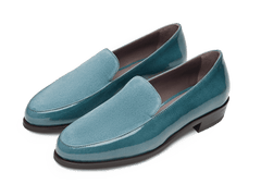 Ada Loafers in Frozen Lake Patent and Glove Suede