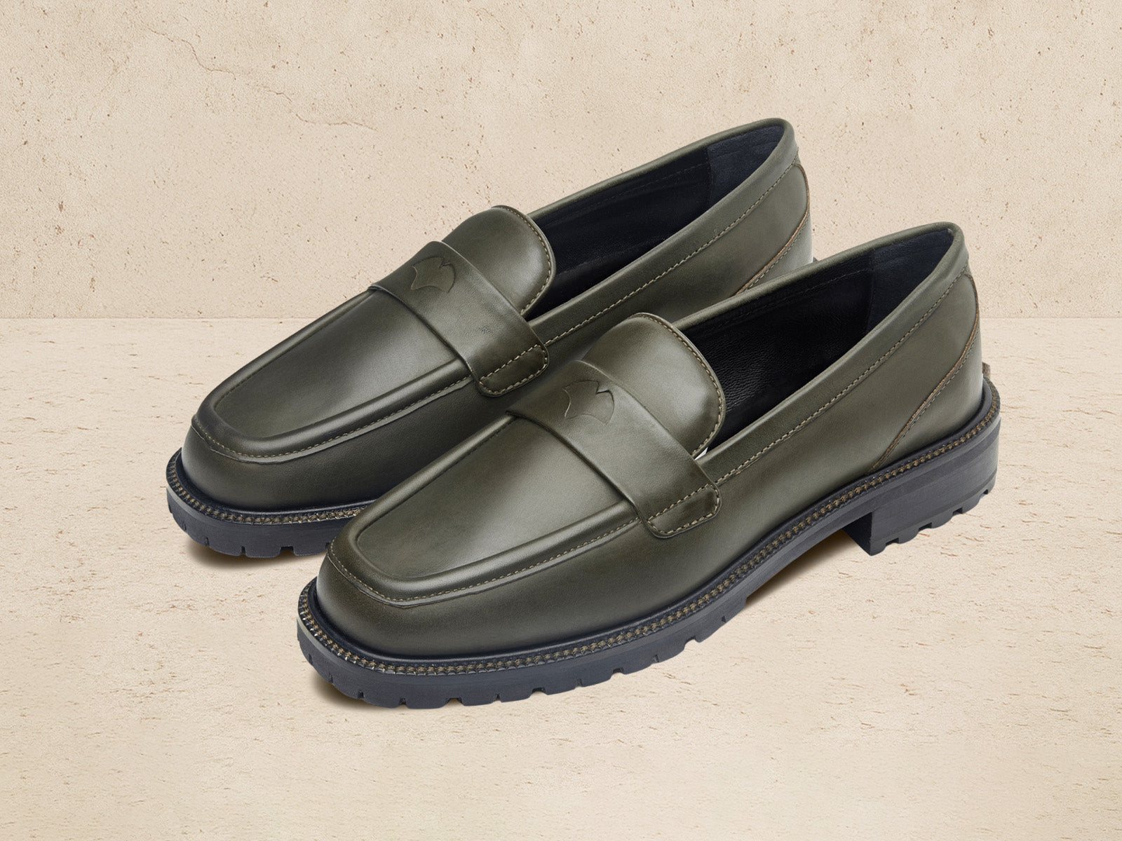 Charlotte Penny Loafers in Deep Green Calf