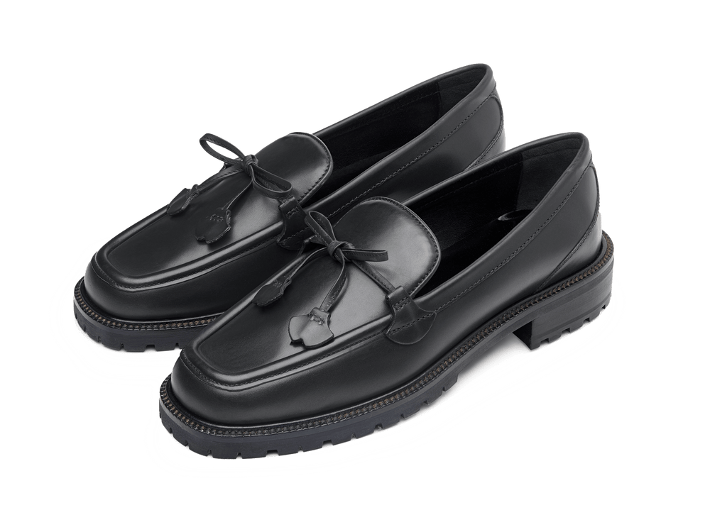 Charlotte Lace Loafers in Black Calf