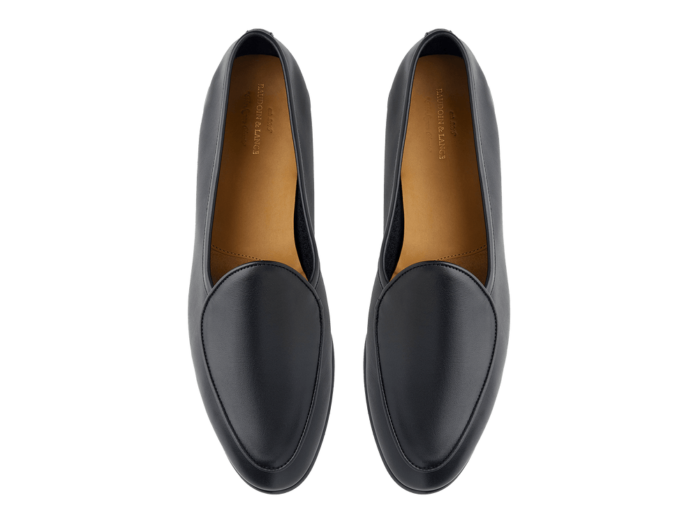 Sagan Rubber Loafers in Black Drape Calf