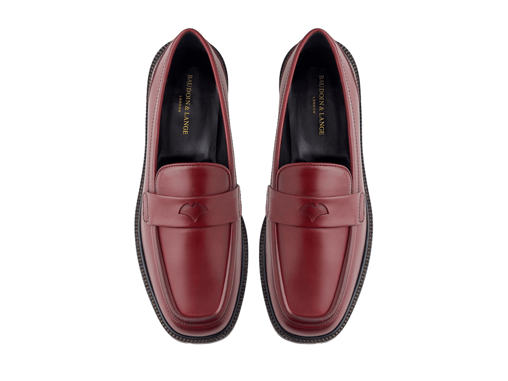 Charlotte Penny Loafers in Crimson Calf