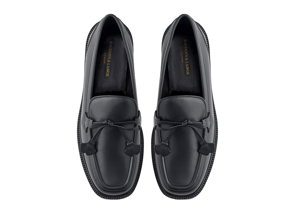 Charlotte Lace Loafers in Black Calf