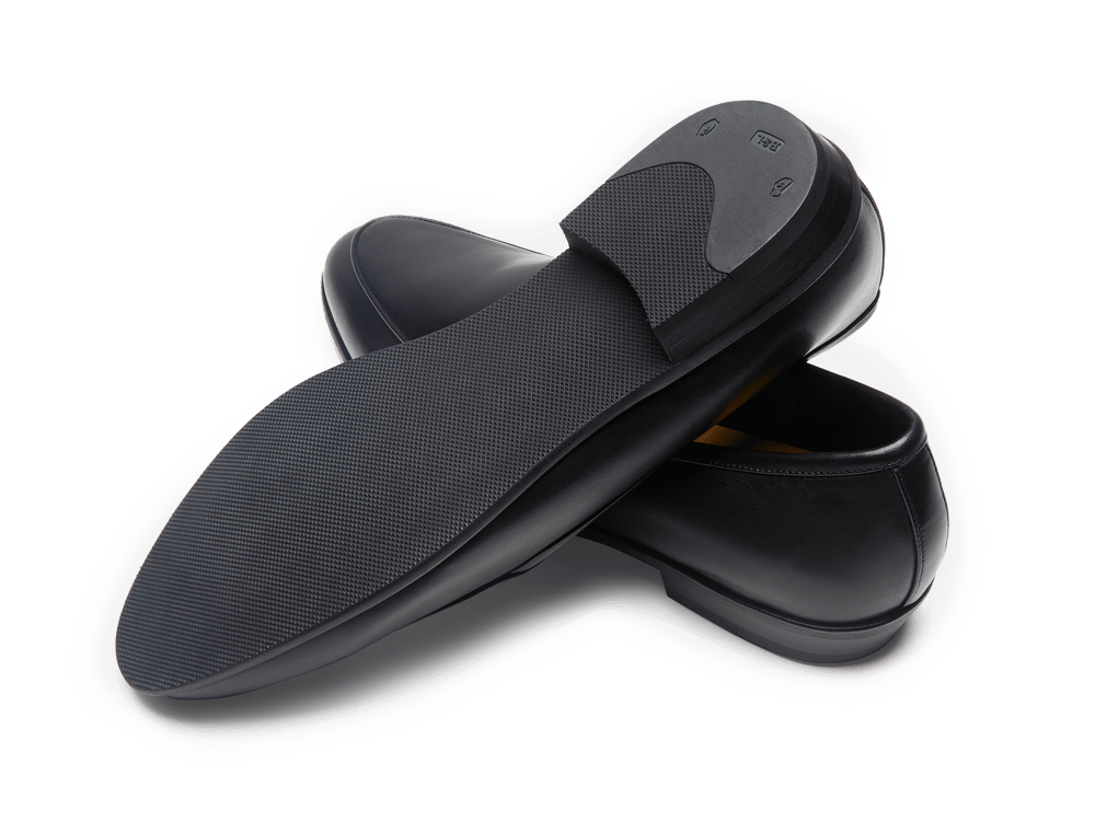 Sagan Rubber Loafers in Black Drape Calf