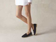 Stride Loafers in Black Glove Suede Natural Sole
