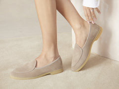 Stride Loafers in Sandy Grey Glove Suede Natural Sole