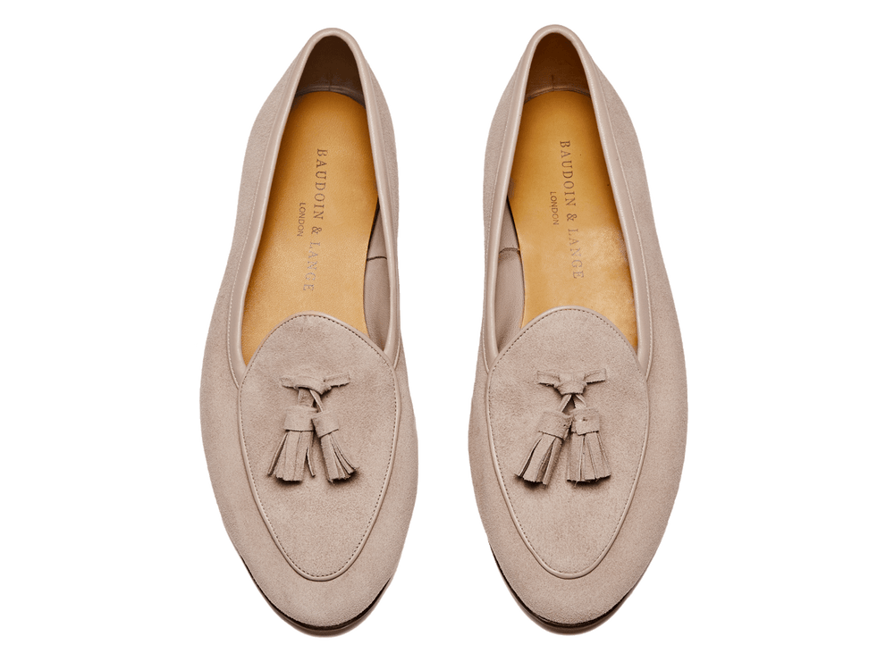 Sagan Classic Tassel Loafers in Albâtre Asteria Suede