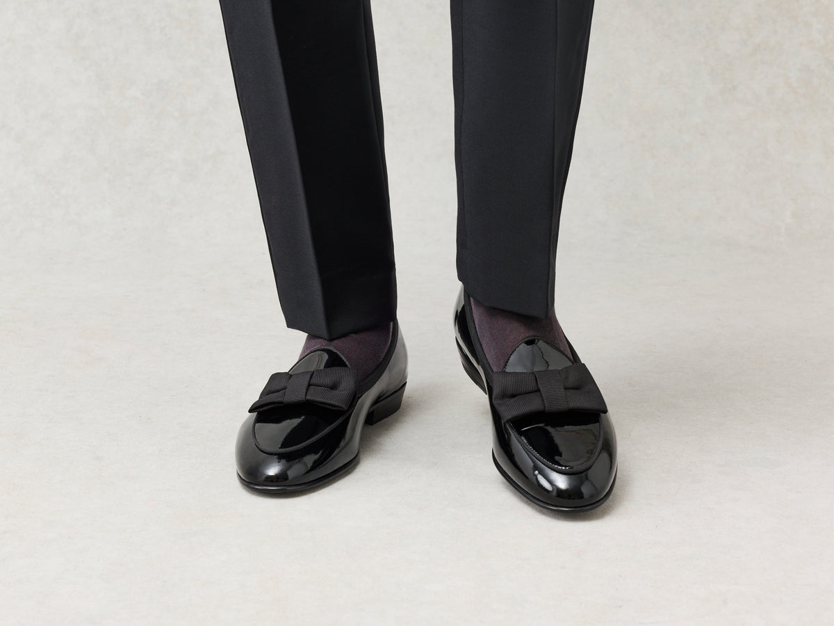 Sagan Opera Bow in Black Patent and Gros Grain