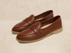 Stride Penny Loafers in Tan Milled Calf