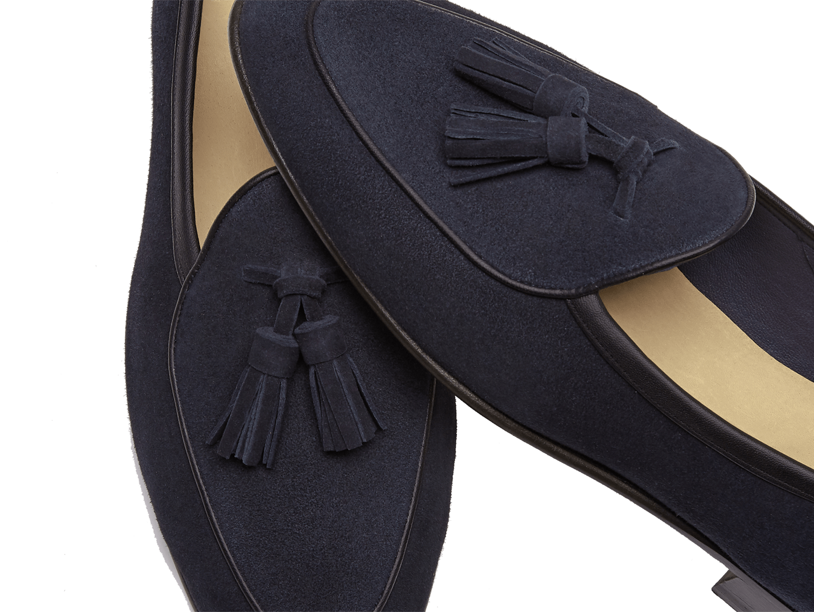 Sagan Rubber Tassel Loafers in Midnight Navy Asteria Suede