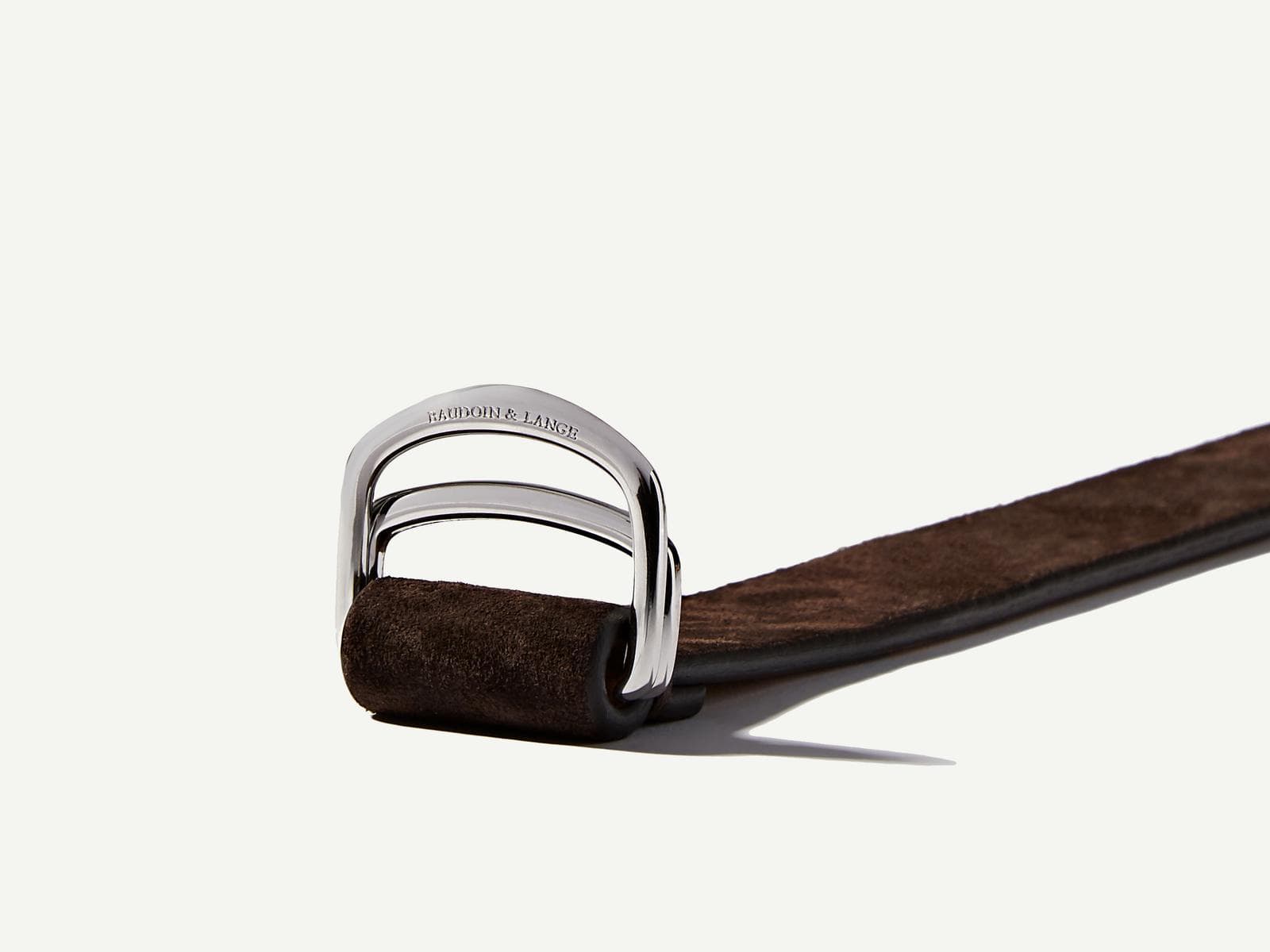 Sagan Belt Rings in Dark Brown Glove Suede with Silver Rings (4375607705677)