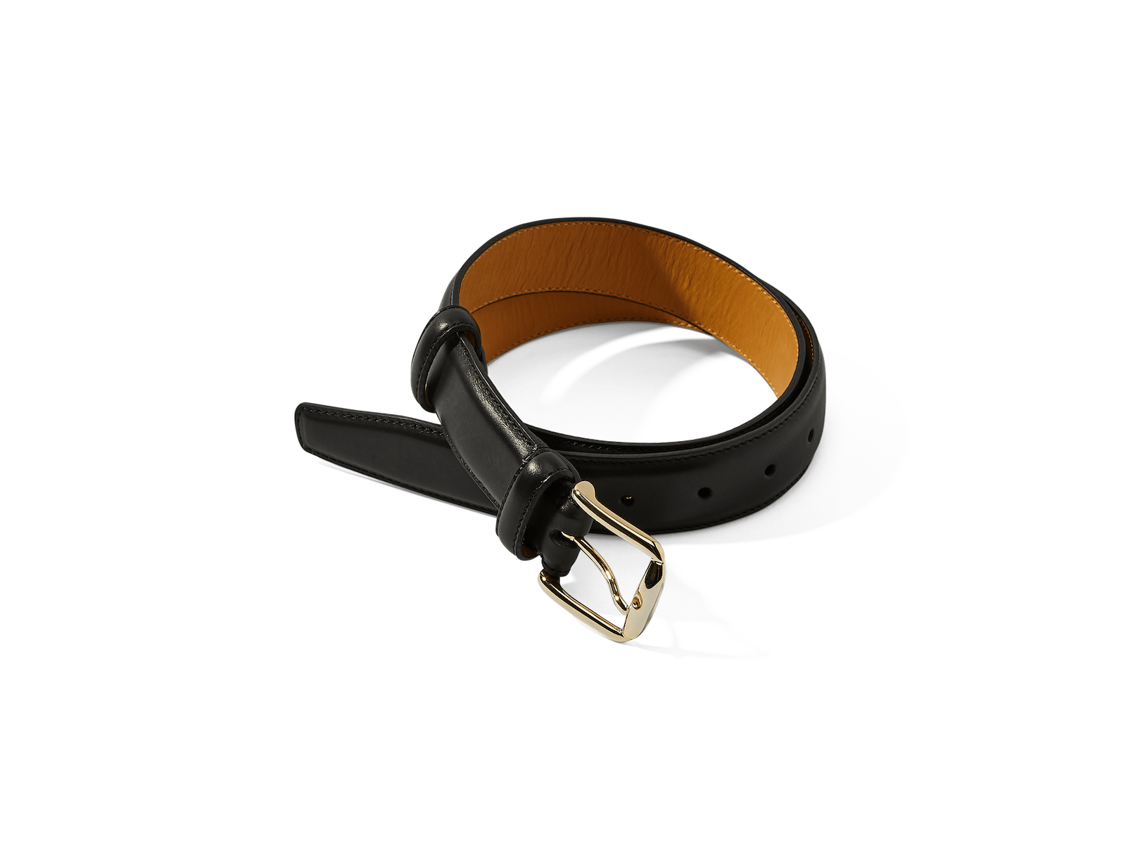 Sagan Belt Buckle in Black Marmo Calf with Pale Gold Buckle (4375607476301)