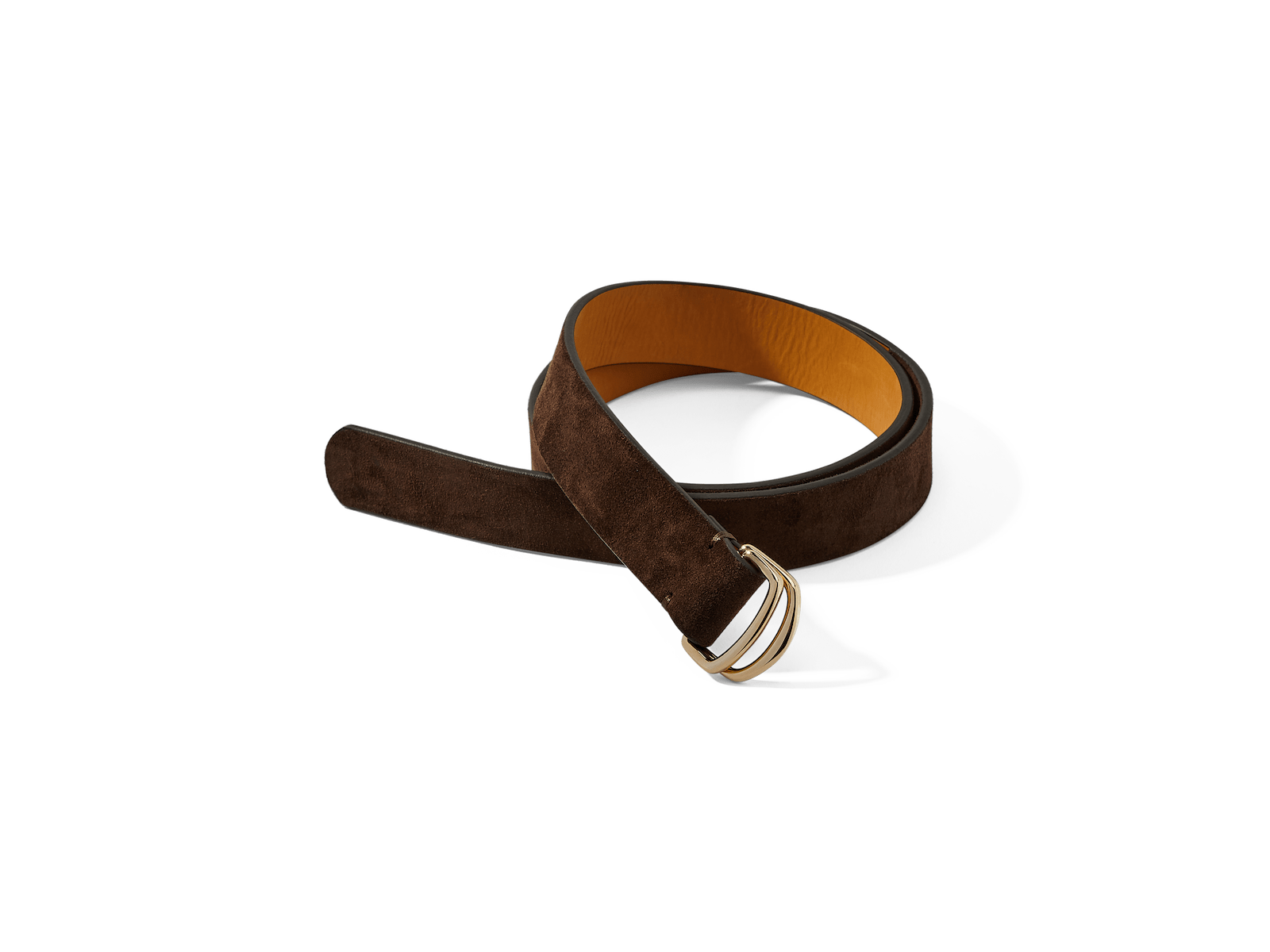 Baudoin & Lange  Men's Sagan Belt in Dark Brown Suede with Gold Rings