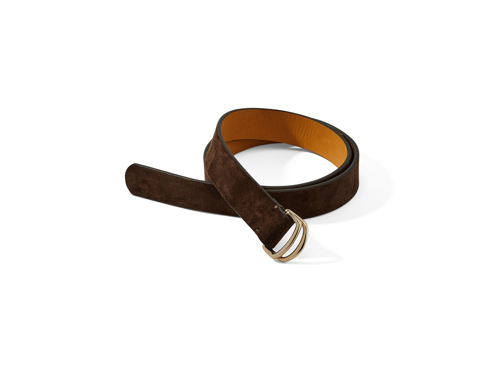 Baudoin & Lange | Men's Sagan Belt in Dark Brown Suede with Gold Rings Baudoin & Lange | Men's Sagan Belt in Dark Brown Suede with Gold Rings