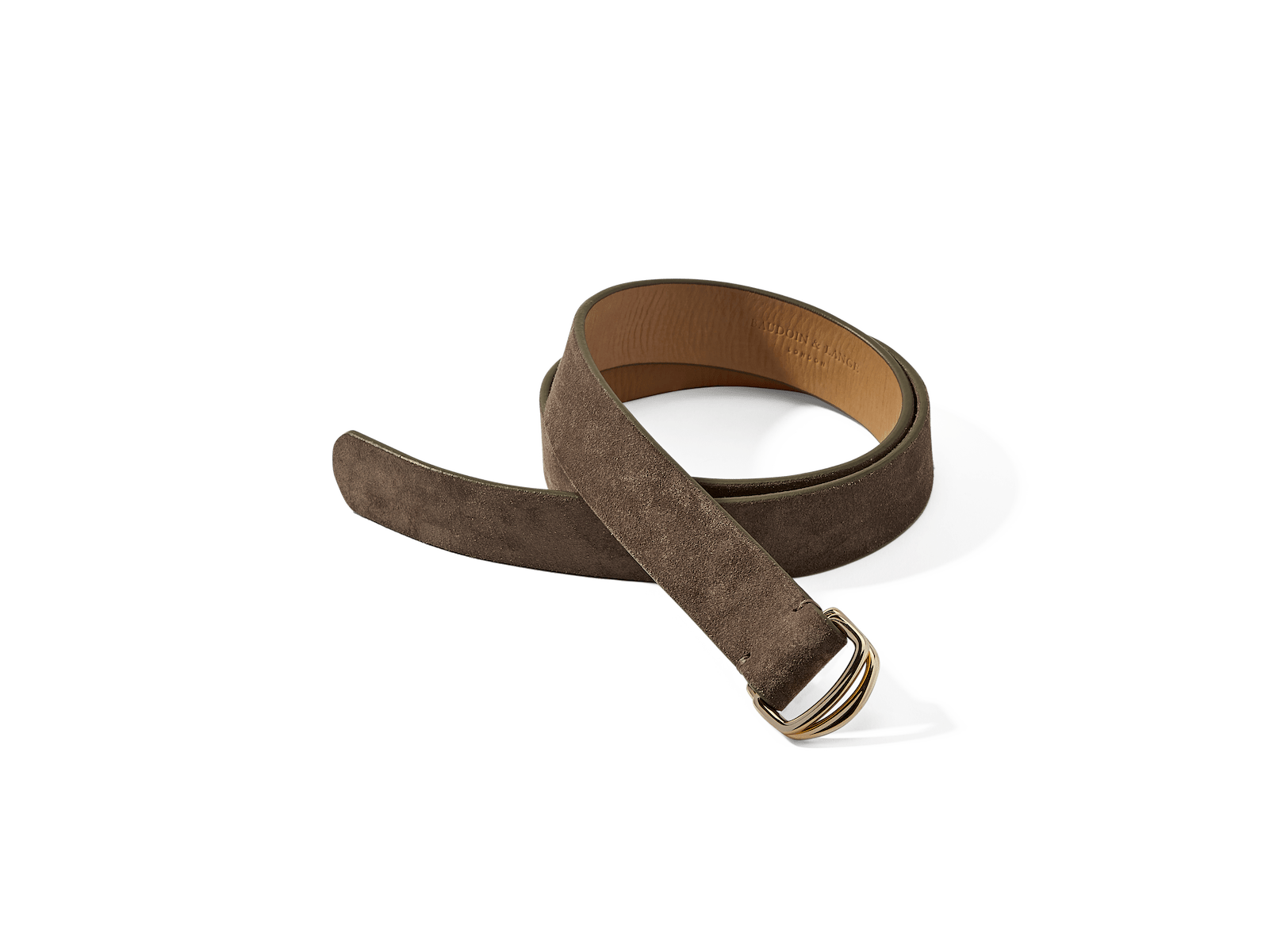 Sagan Belt Rings in Greige Glove Suede with Pale Gold Rings (4375607607373)