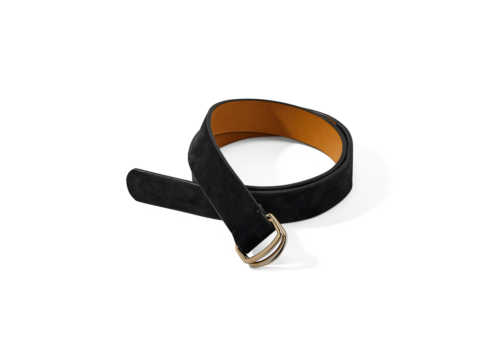 Sagan Belt Rings in Midnight Navy Glove Suede with Pale Gold Rings (4375607574605)