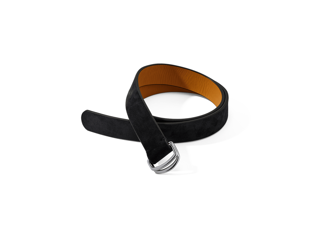 Sagan Belt Rings in Midnight Navy Glove Suede with Silver Rings (4375607738445)