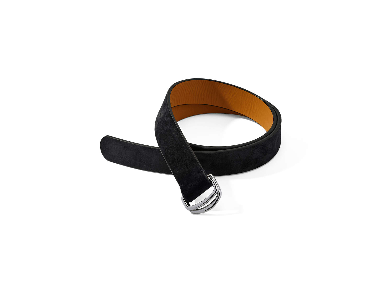 Sagan Belt Rings in Midnight Navy Glove Suede with Silver Rings (4375607738445)