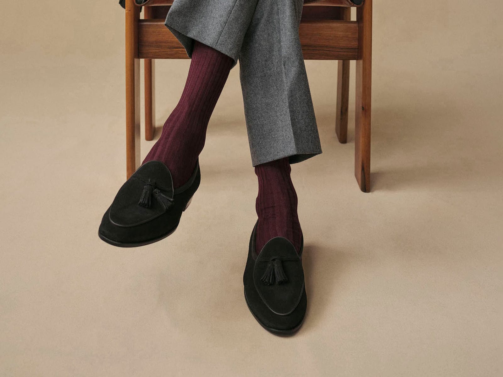 Chromo Socks in Cotton - Burgundy | | Baudoin &