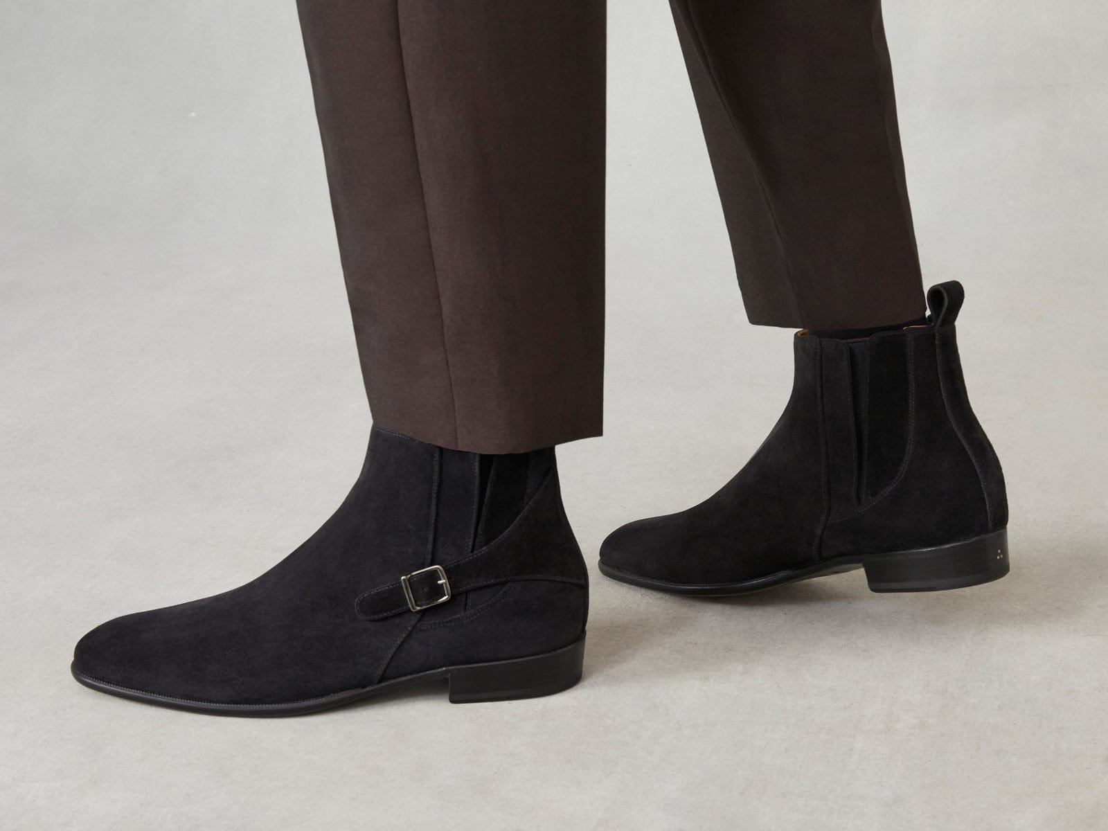 Hopper Buckle Boot in Black Shield Suede