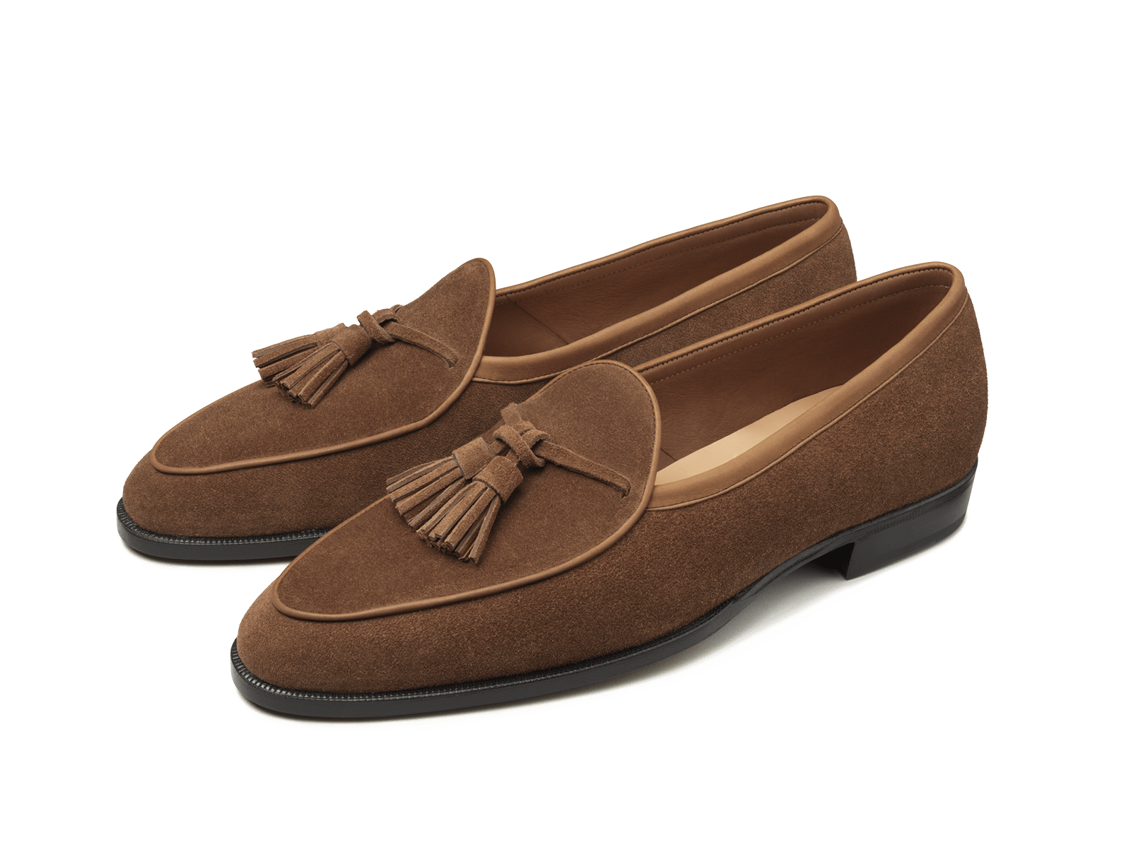 Grand Seine Tassel Loafers in Tan Noble Suede