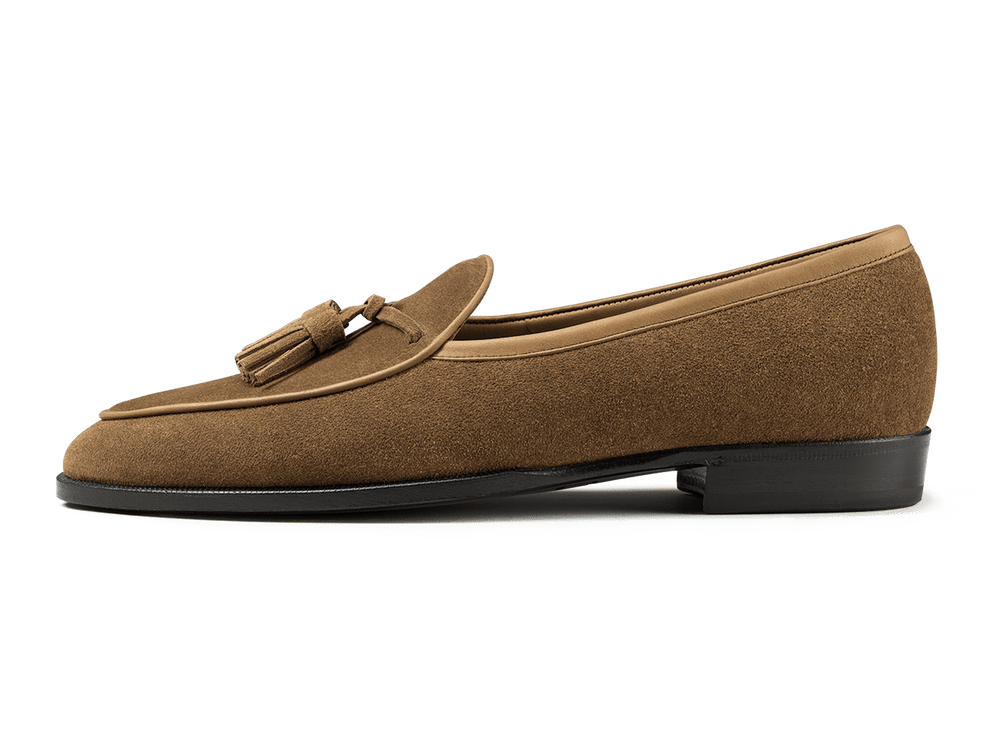 Grand Seine Tassel Loafers in Hazel Noble Suede