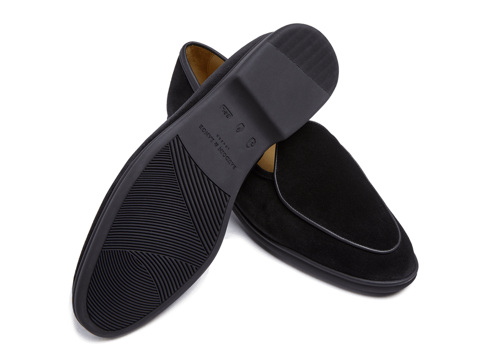 Stride Loafers in Black Glove Suede Dark Sole