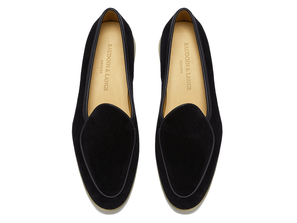 Stride Loafers in Black Glove Suede Natural Sole