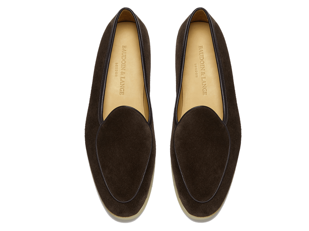 Stride Loafers in Dark Brown Glove Suede Natural Sole