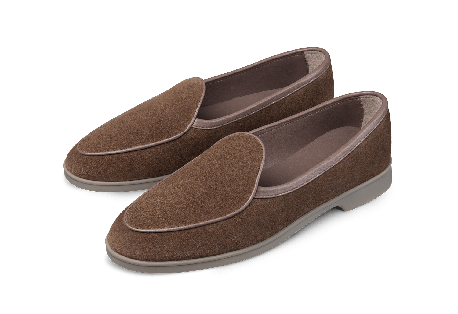 Stride Loafers in Deep Taupe Glove Suede Grey Sole