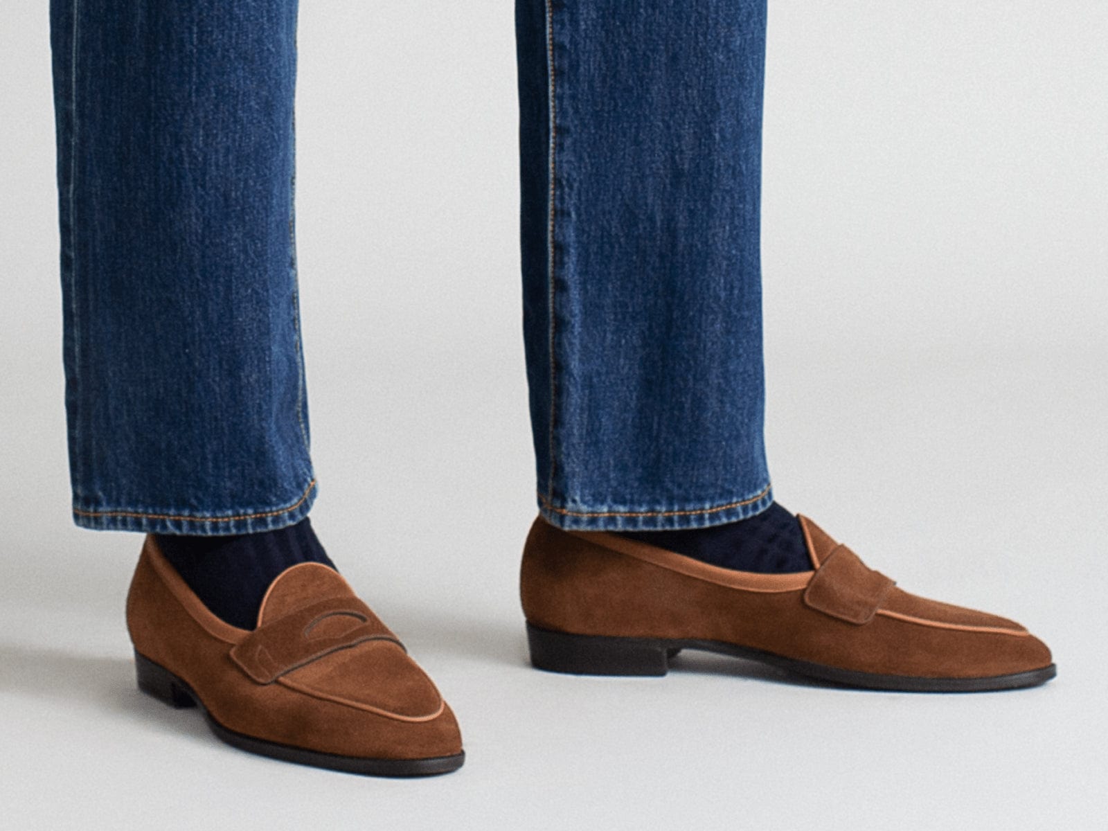 Chromo Socks in Cotton - Navy Loafer Socks | Baudoin & Lange
