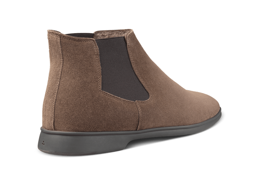 Rover Boots in Deep Taupe Glove Suede with Shearling Lining