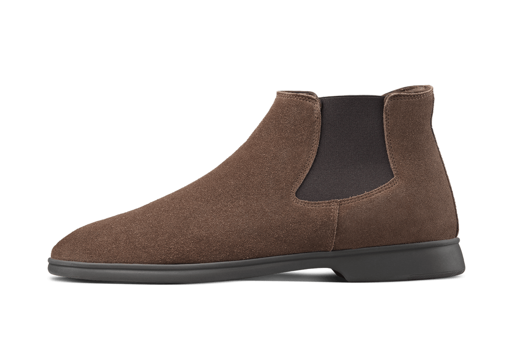 Rover Boots in Deep Taupe Glove Suede with Shearling Lining