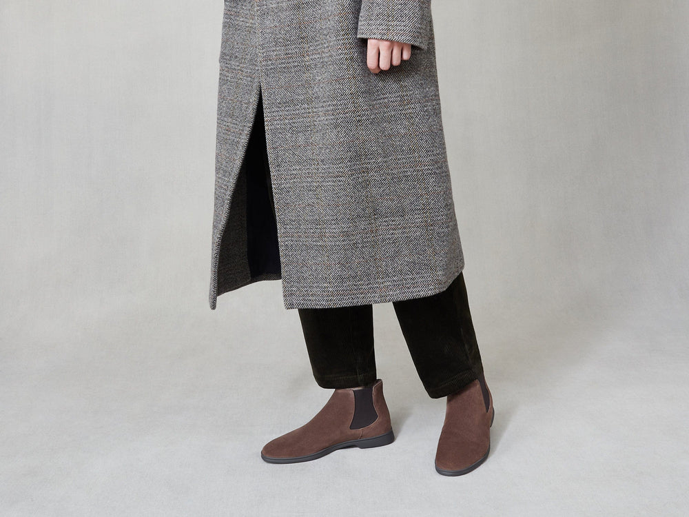 Rover Boots in Deep Taupe Glove Suede with Shearling Lining