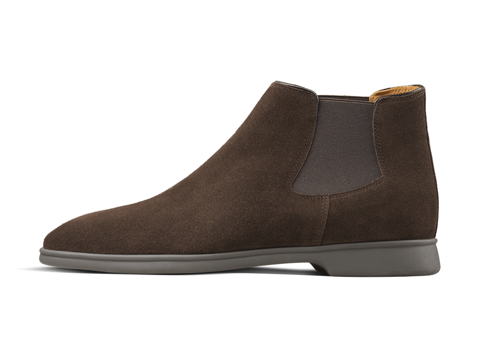 Rover Boots in Dark Brown Glove Suede Taupe Sole