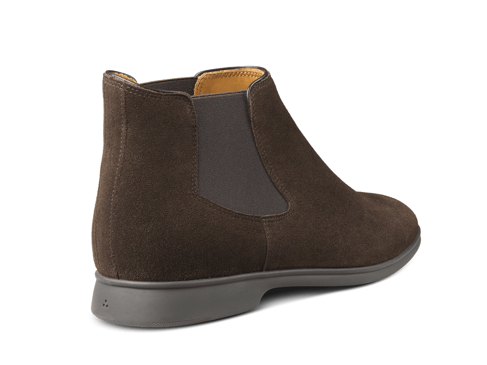 Rover Boots in Dark Brown Glove Suede Taupe Sole
