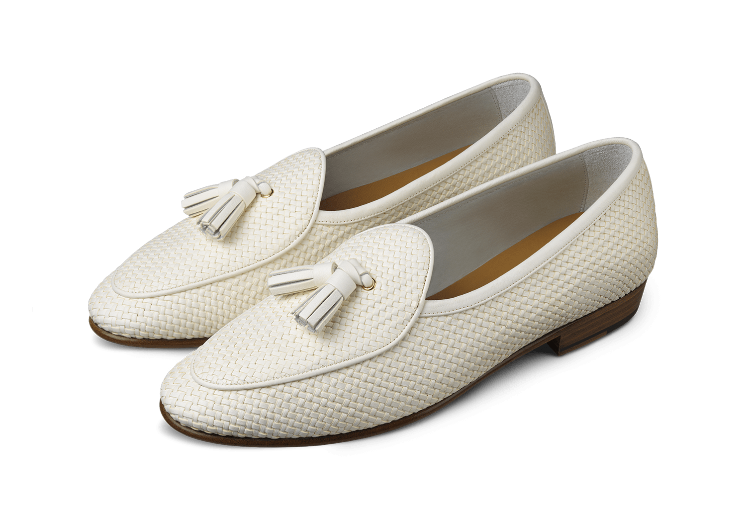 Sagan Classic Tassel Loafers in White Soft Woven Leather