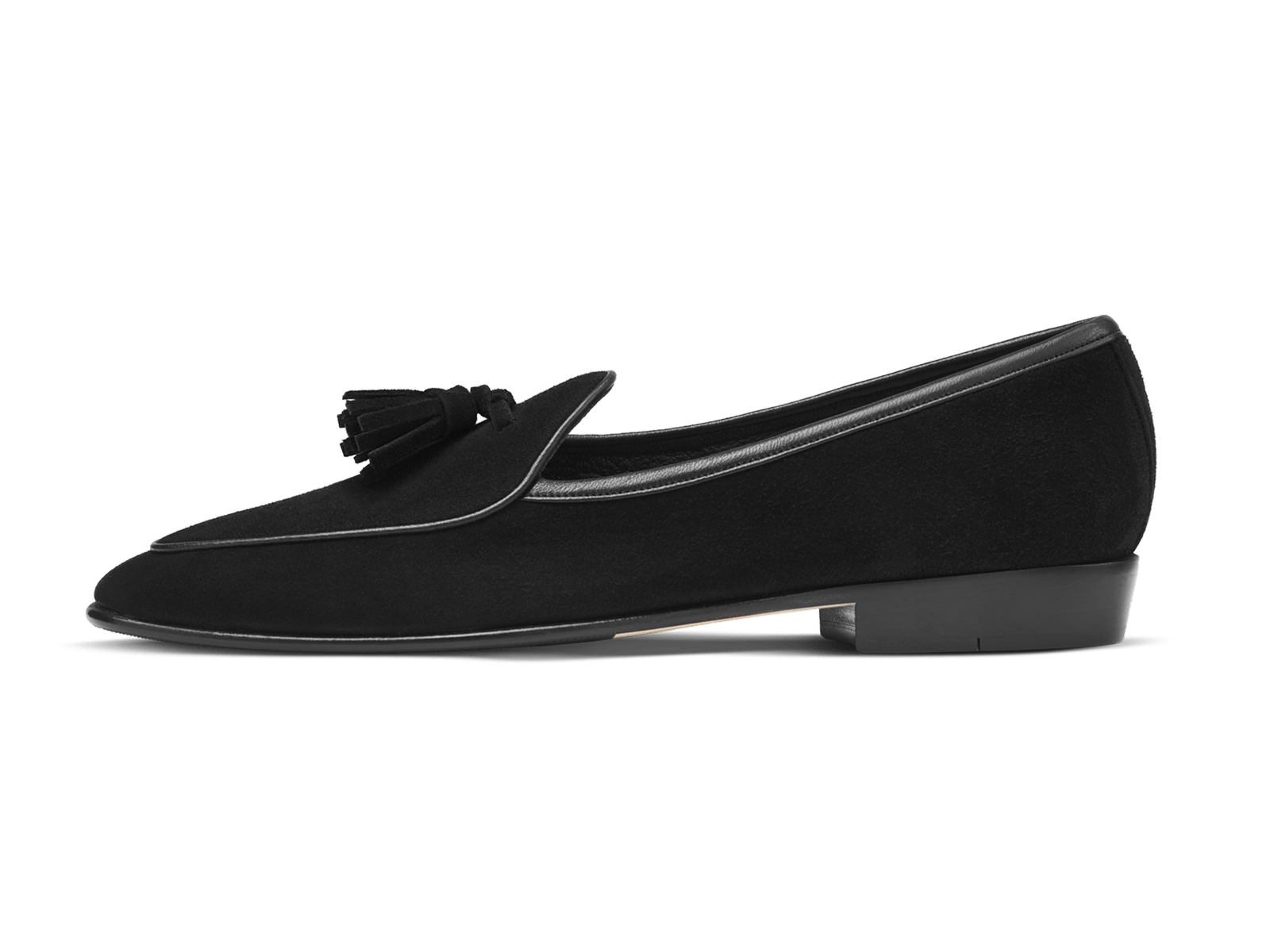 Sagan Classic Tassel Loafers in Obsidian Black Suede Baudoin